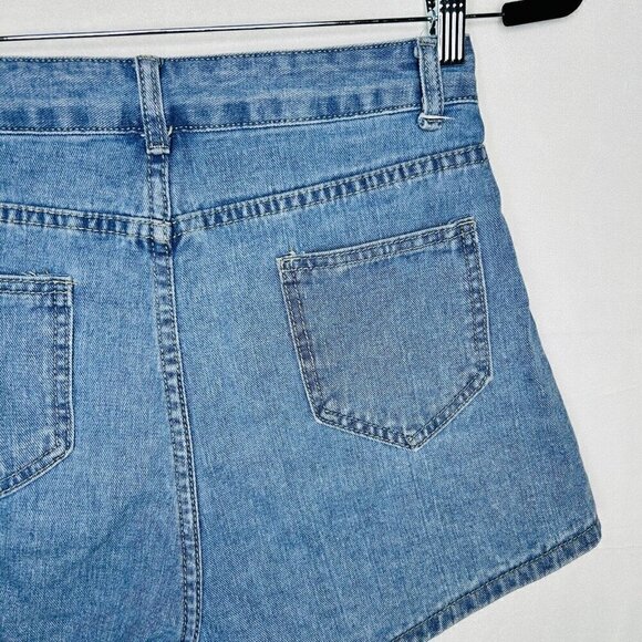 SHEIN Women's High Waisted Wide Leg Denim Shorts Light Wash Sz Small (28 x 2.5) - Picture 7 of 8